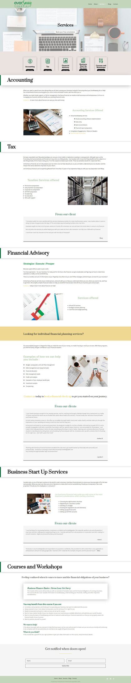 Eversavvy Financial Website - Service