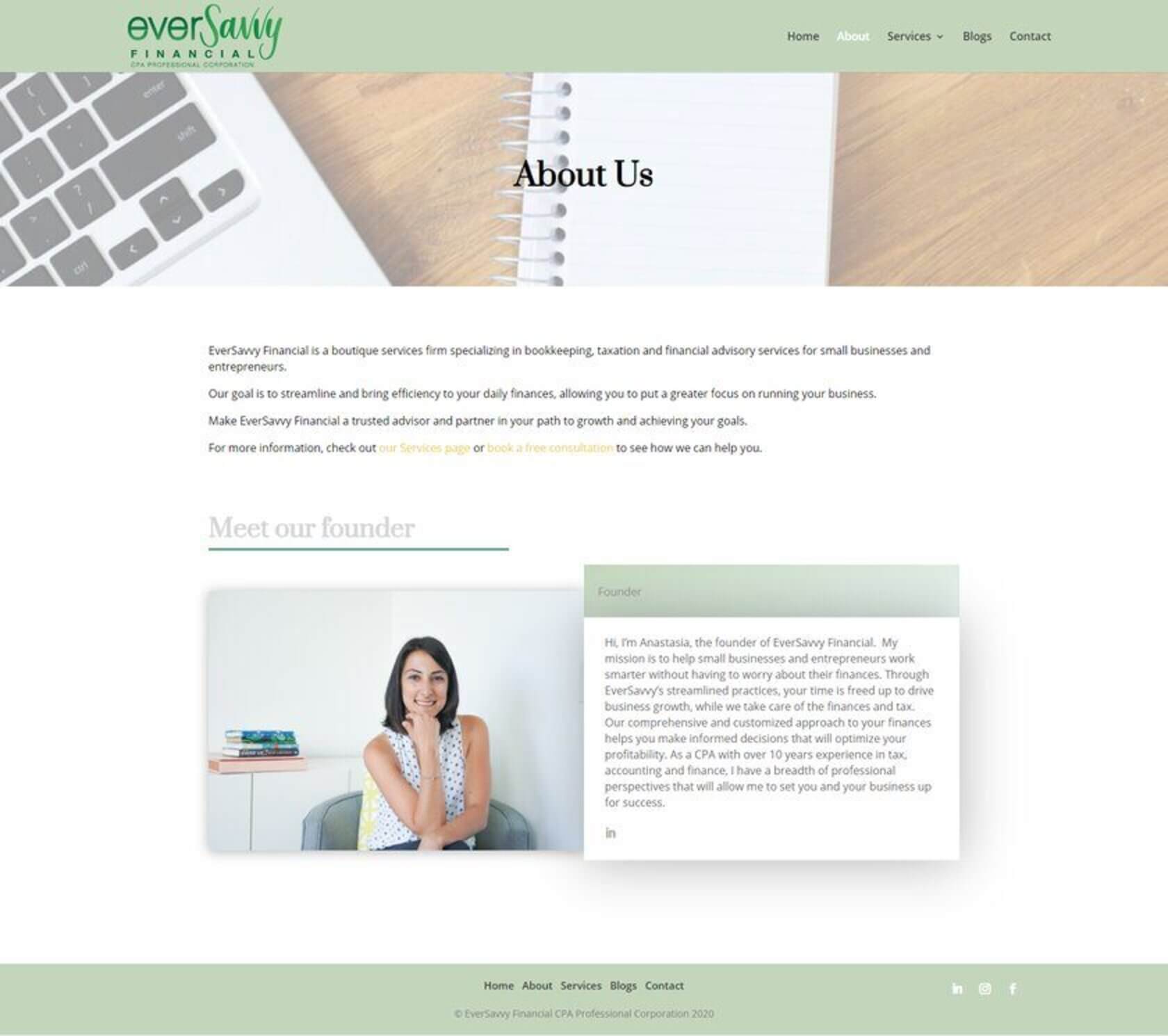 Eversavvy Financial Website - About Us 